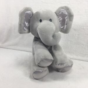 Kellytoy Grey Elephant Baby Doll Toy Rattle Satin Crinkle 11"  Luxe Lovey Gray